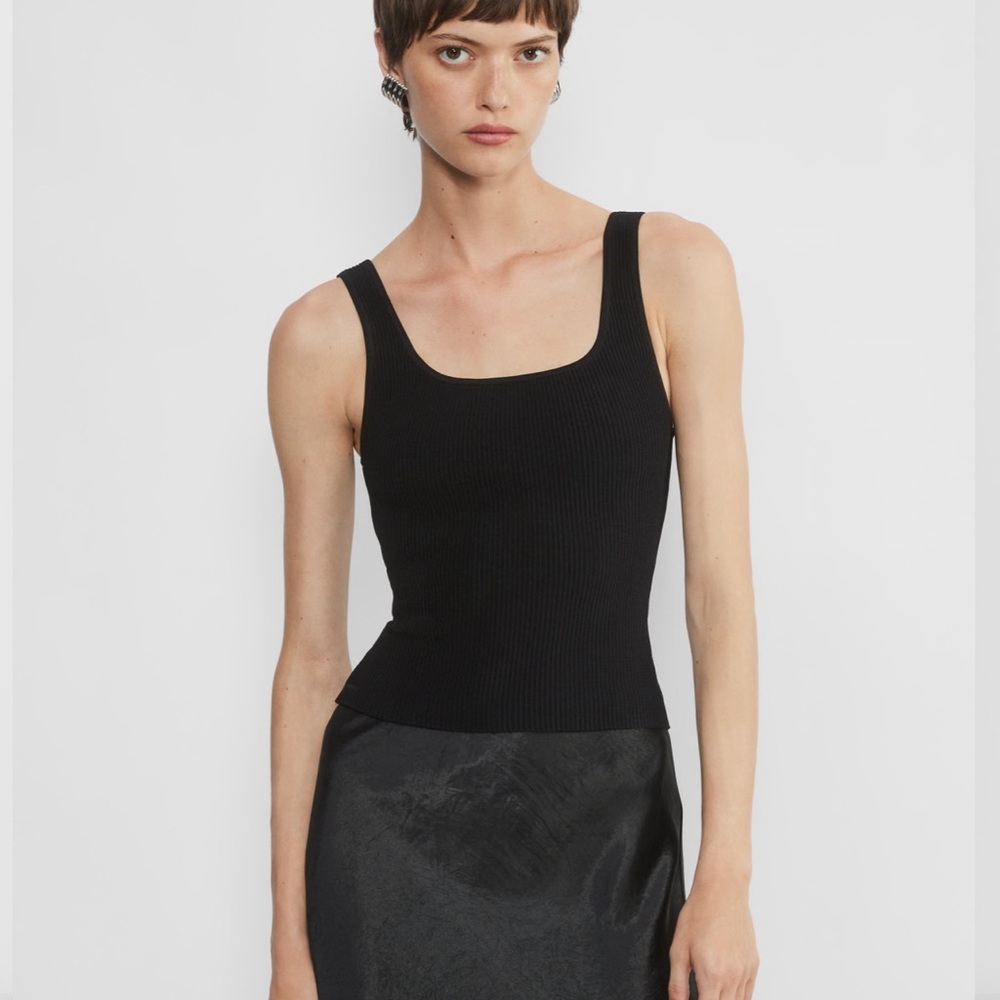 Black Ribbed Women's Tank Top